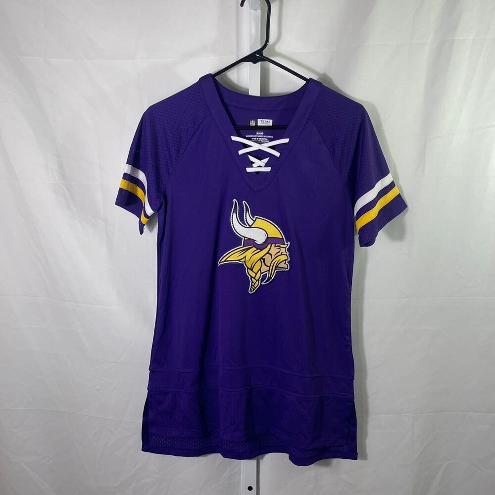 Minnesota Vikings NFL Team Apparel Lace-Up Top - Womens Size Medium - Purple